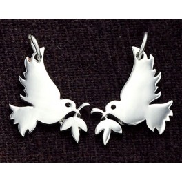 925 Sterling Silver 2  Bird Charms 14x15mm. Polished Finish