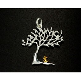 925 Sterling Silver Botanic Tree of Life Pendant 18x20mm.
