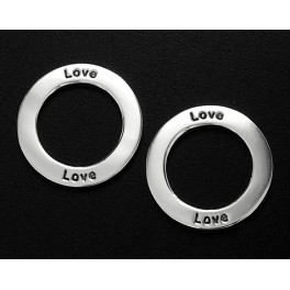 925 Sterling Silver 2 Love Circle  Rings  13 mm.
