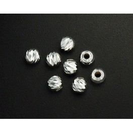 925 Sterling Silver 20 Diamond Cut Spacer Beads  4mm