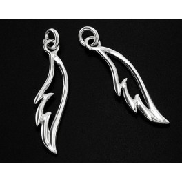 925 Sterling Silver 2 Angel Wing Charms 7x23mm.
