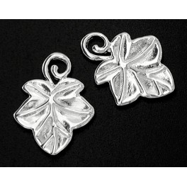 925 Sterling Silver 2 Ivy  Leaf Charms  13x17mm.