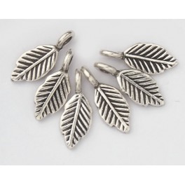 Karen Hill Tribe Silver 6 Leaf Charms 5.5x10 mm.
