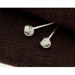 925 Sterling Silver  2 pairs of tiny  Love Knot Stud Earrings