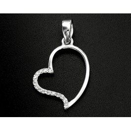 1 of 925 Sterling Silver Heart Pendant 13x15mm.With Colorless CZ