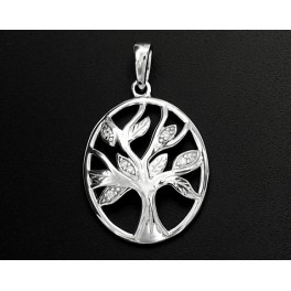 1 of 925 Sterling Silver Tree Of Life Pendant .,With Colorless CZ