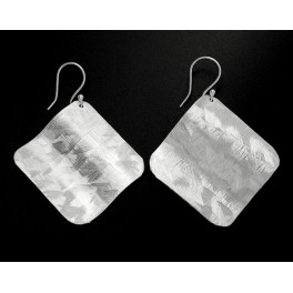 Karen Hill Tribe Silver 1 pair Brushed Curve  Disc  Earrings 30mm.