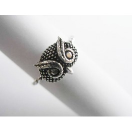 925 Sterling Silver 1.5mm Oxidized Twisted  Ring - Owl Design