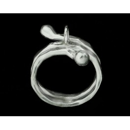 Karen Hill Tribe Silver Hammered Ring with Loop Finding