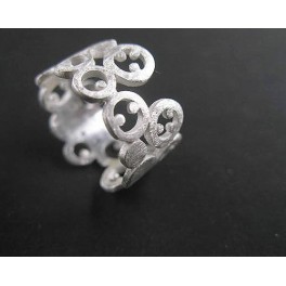 925 Sterling Silver 9mm Brushed filigree Band Ring
