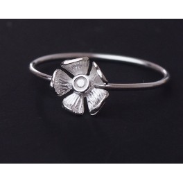 925 Sterling Silver 1 mm. Wire Ring - Flower design