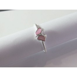 925 Sterling Silver 1.5mm.Twisted Rope  Ring - Seashell Butterfly design