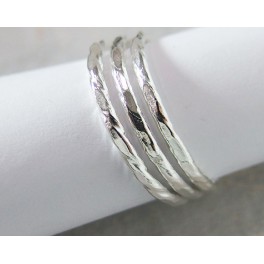 Karen Hill Tribe Silver Textured Three Stack Ring