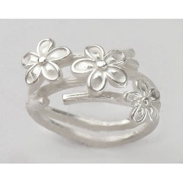 925 Sterling Silver Combined Stack Ring - Flower Branch Design