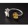 925 Sterling Silver Butterfly and Golden Flower Wire Ring