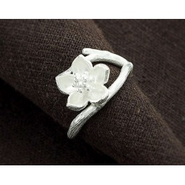 925 Sterling Silver Combined Flower Branch Ring