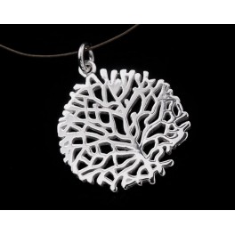 925 Sterling Silver Coral Pendant 20mm.Polish Finished