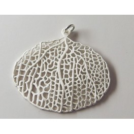925 Sterling Silver Coral Pendant 36x26 mm. Matte Finish
