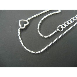 925 Sterling Silver Heart Bracelet 6 - 7.5 inches adjustable