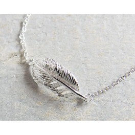 925 Sterling Silver Feather Chain  Bracelet 6 - 7.3 inches adjustable