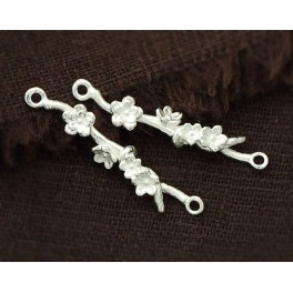 925 Sterling Silver 2  Flower Branch  Links Connectors 5x28mm.