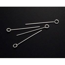925 Sterling Silver 40 Eye Pins 20mm. Guage 25 AWG