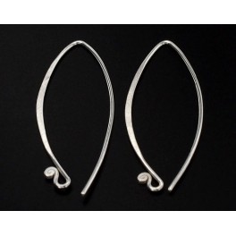Karen Hill Tribe Silver 4 pairs Ear Wires 15x35 mm. Guage 20 AWG.