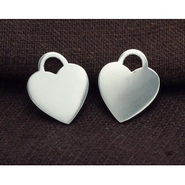 925 Sterling Silver 2 Heart Charms 13x16mm.