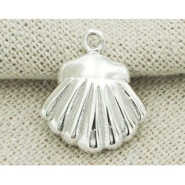925 Sterling Silver Shell Charm 14.5x15mm.Polished Finish.