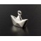 925 Sterling Silver  Origami Boat Charm 10x14mm. Polished Finish.