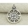 925 Sterling Silver Compass Charm 15mm.