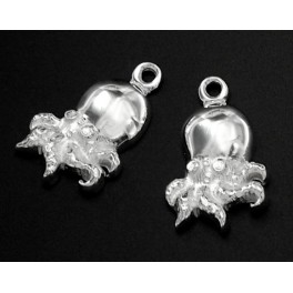 925 Sterling Silver 2  Otopus  Charms 8x12mm.
