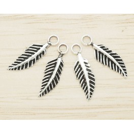 925 Sterling Silver 10 Feather Charms  5x15mm.
