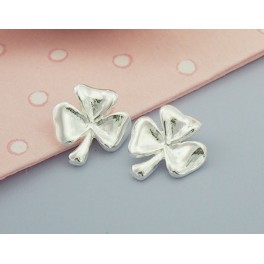 925 Sterling Silver 2  Leaf Clover Charms 11mm.
