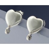 925 Sterling Silver 2 Pairs of Heart Earrings Post Findings 8.5 mm.