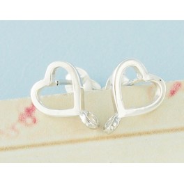 925 Sterling Silver 2 Pairs of Heart Earrings Post Findings 8.5x9 mm.