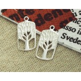 925 Sterling Silver 2 Botanic Tree of Life Charms 9.5x19mm.