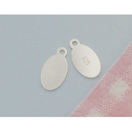 925 Sterling Silver 10 Oval Tag Charms 5.8x9mm.