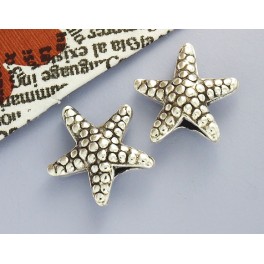 Karen Hill Tribe Silver 2 Starfish Beads 18mm.