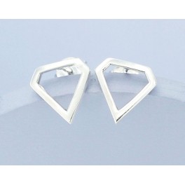 925 Sterling Silver 1 Pair of Diamond Shape Stud Earrings 10mm.