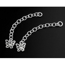 925 Sterling Silver 2  Extension Chains  1.5 inches with Butterfly Charm