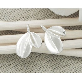 925 Sterling Silver 2  Leaf Charms  8x11 mm.