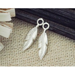 925 Sterling Silver 2  Feather Charms  4x13 mm.