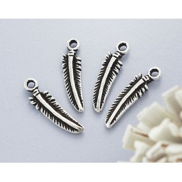 925 Sterling Silver 4 Feather Charms  4x15mm.