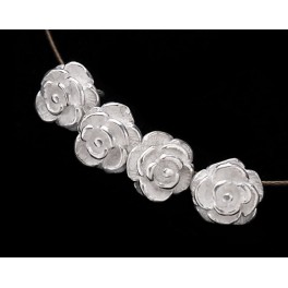925 Sterling Silver 4 Rose Charms 6.8mm.
